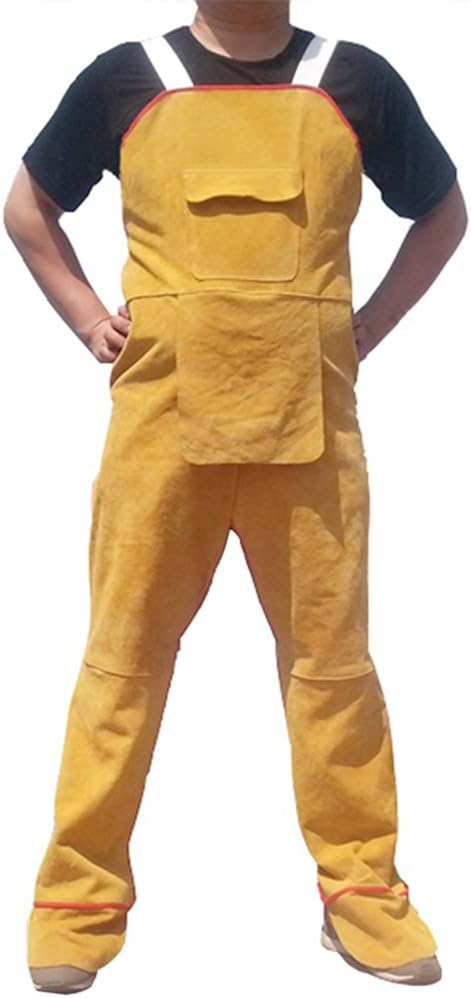 Creation Core Cowhide Welding Apron Bib Heat Resistant Leather Apron Safety Apparel Split Leg