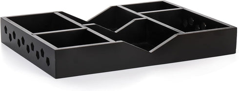 TOPZEA Desktop Drawer Organizer, 6 Slot Wood Junk Storage Tray with Adjustable Divider for Office, Kitchen