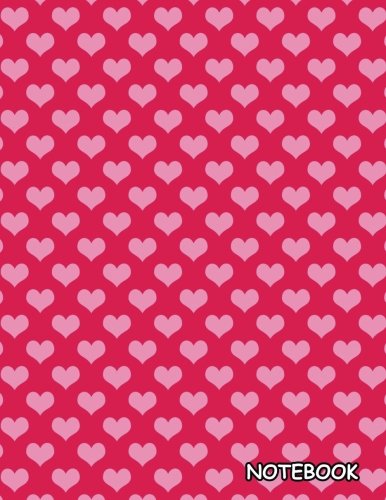 Pink Hearts Pattern Notebook: Blank Unlined / Non-ruled, 100 Pages, Letter Size 8.5 x 11 Inches - 313