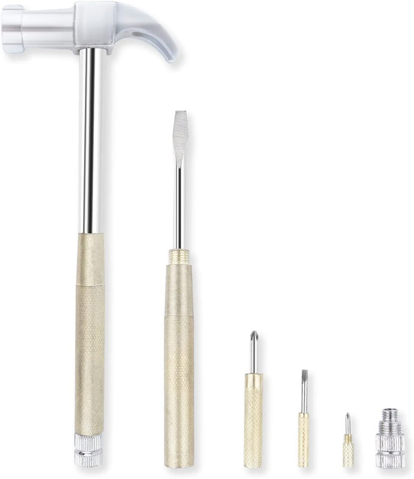 YOUMI 6 in 1 Metal Hammer & Screwdriver Multitool Set, Anti-Slip Grip Handle, Best Gift for Sweetheart