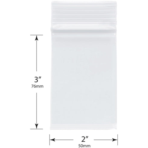 Plymor 2" x 3" Heavy Duty Zipper Reclosable Plastic Bags (Pack of 200), 4 Mil