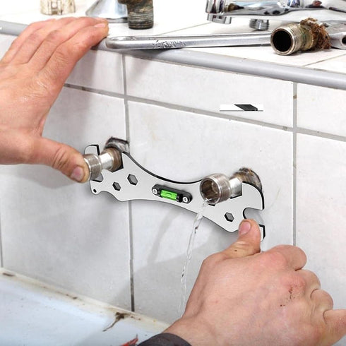 Faucet Wrench Spanner 9mm, 12mm, 14mm, 17mm, 23mm, 30mm Screw Nut Openings with Level for Shower Repair Bathroom Hose