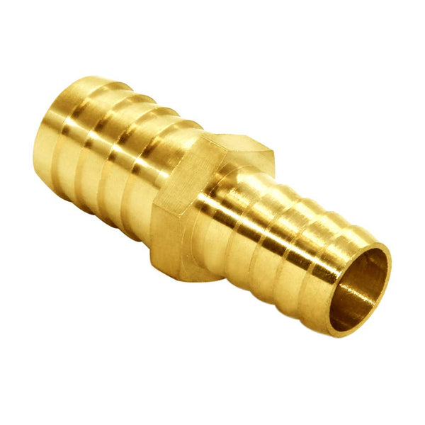 Joywayus Hose Barb Reducer 5/8" to 3/4" Barb Fitting Reducing Splicer, Hex Union Brass Fitting for Water/Fuel/Air