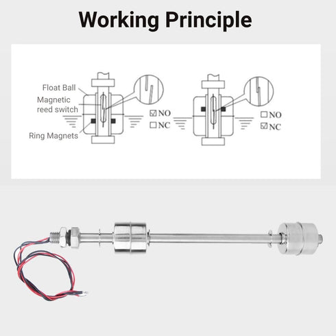 Stainless Steel Switch Water Level Sensor, Double Ball Water Level Controller for Pool (200mm / 7.87in)