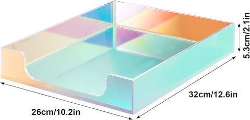 Iridescent Acrylic Letter Tray, A4 Paper File Organizer, Stackable Desktop Document Holder