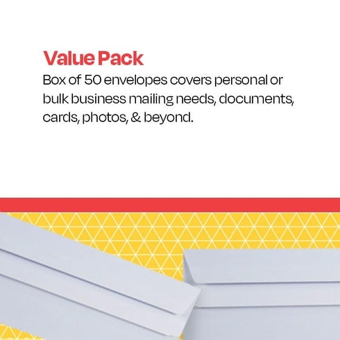 School Smart Self-Seal Envelopes, Number 10, 24 lb, White, Pack of 50