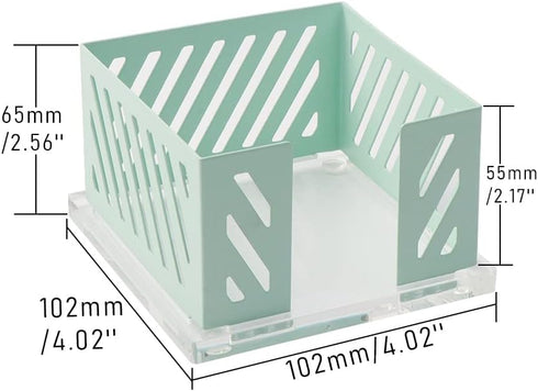 NatSumeBasics Mint Green Sticky Note Holder, Metal Post-it Note Holder, 3.5 x 3.5 Clear Acrylic Base Cube Dispenser for