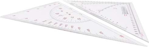 Klanata 405mm Set, (15.9in) Large Marine Navigation Triangle Ruler & Protractor Crystal Clear Acrylic Chart Plotting