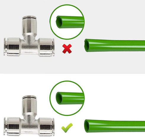 1/4 Push To Connect Tee, Nickel Plated Brass Union Tee Tube Fittings, 2 Pack for Efficient Air Flow