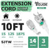 YOJOE 10 ft Outdoor Extension Cord - 14 Gauge 3 Prong SJTW Heavy Duty Waterproof Power Cable for Yard