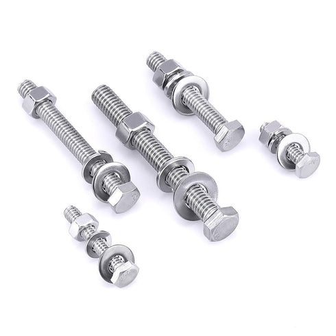 1/4-20 x 3/4" Stainless Steel Hex Bolts Screws with Nuts and Washers, 304 SS 18-8, 10 Sets
