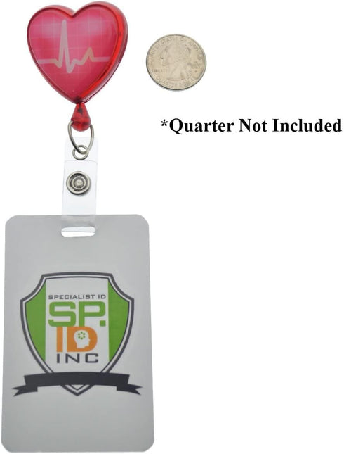 Specialist ID Heart Shaped EKG Badge Reels - 3 Pack, Retractable Cardiac Badge Reel with Alligator Swivel Clip for