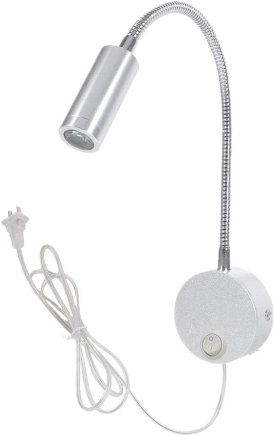 WeFoonLo 3W Wall Mounted Reading Light Flexible Gooseneck LED Sconce Lamp with Plug