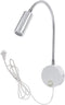 WeFoonLo 3W Wall Mounted Reading Light Flexible Gooseneck LED Sconce Lamp with Plug