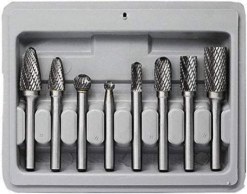 Carbide Burr Set, 8pcs JESTUOUS 1/4 Inch Shank Diameter Double Cut Rotary Files for Metal Grinding and Polishing