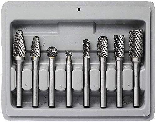 Carbide Burr Set, 8pcs JESTUOUS 1/4 Inch Shank Diameter Double Cut Rotary Files for Metal Grinding and Polishing