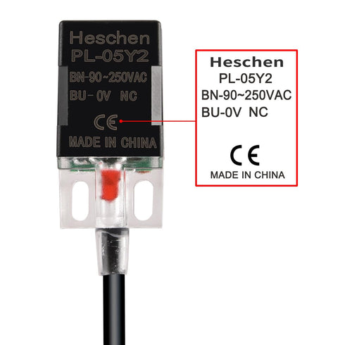 Square Inductive Proximity Sensor Switch, Non-Shield Type PL-05Y2, Detector Distance 5mm, 90-250VAC