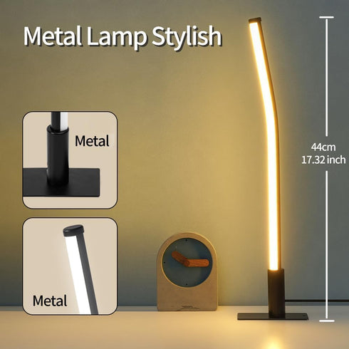 GEPROSMA Set 2, 17.32"/44CM 5V 2A),Minimalist Design,3 Dimmable,Nightstand Slim Metal Table Lamp Bedside Lamp of Modern