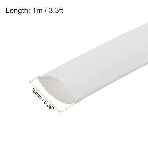 Heat Shrink Tubing 2:1 Cable Sleeving Tube Wrap, 3/8" Dia/5/8" Flat Width/1m, White for Electric Insulation
