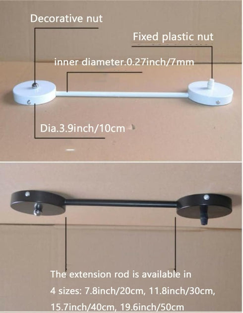 (7.8inch/20cm,White) Primst Ceiling Light Canopy with Extension Rod for Changing The Position of The Pendant Light, No