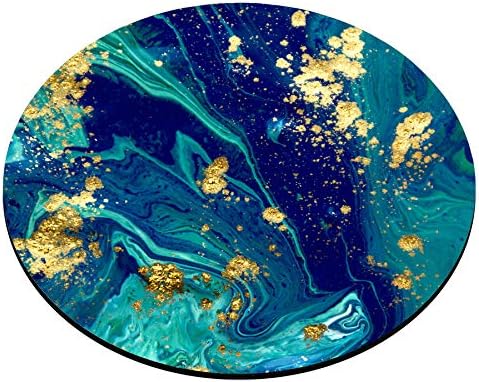 Smooffly Blue Marble Round Mouse Pad, Cute Mat Gold Green Turquoise Circular Mouse Pads Size 7.9 x 7.9 x 0.12 Inch