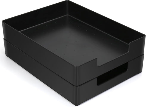 Letter-Size Tray, 2PCS Plastic Stackable A4 Paper Tray, Multi-use Large Storage Basket for Office Home Supplies, 13 x
