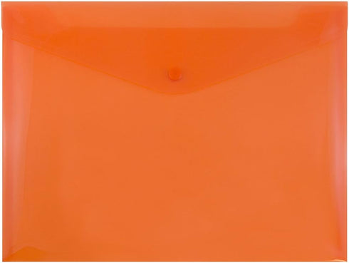 JAM PAPER 12/Pack Plastic Envelopes with Snap Closure - Orange - Letter Booklet - 9 3/4 x 13
