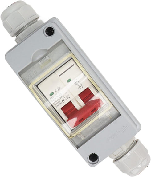 32A 2P DC 500V Circuit Breaker with IP65 Distribution Box, DC Disconnect Switch