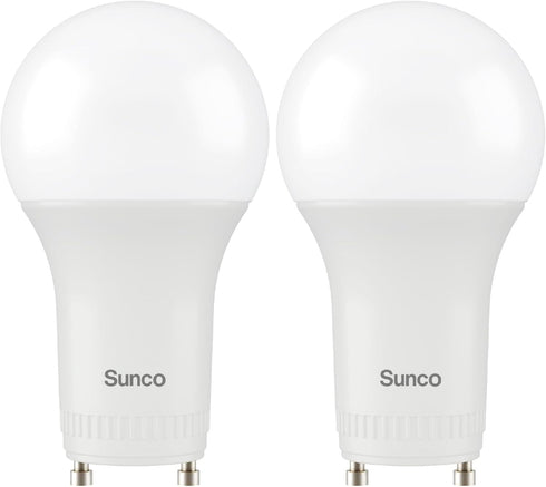 Sunco Lighting 2 Pack GU24 LED Bulbs 2 Prong A19, 9W Equivalent 60W, 5000K Daylight, Dimmable, UL