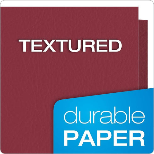 Oxford Twin-Pocket Folders, Burgundy, Textured Paper, Letter Size, Box of 25, Holds 100 Sheets