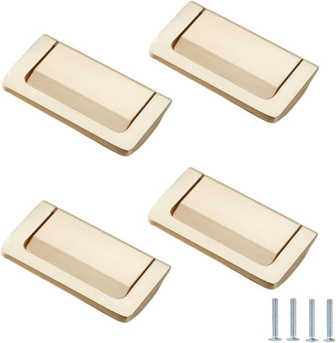 SANCHAKOU Cabinet Drawer Knob 4-Pack Bedside Table Concealed Buckle Flat Handle Sliding Door