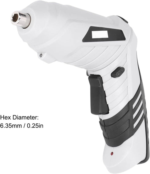 Electric Screwdriver Set - Cordless Handheld Power Screwdriver with 2Pcs Bits, USB Rechargeable Drill Kit, White
