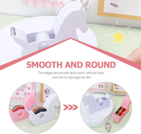 STOBOK 2pcs Cartoon Tape Dispenser, Rainbow Tape Holder and Washi Paper Cutter for Office Home