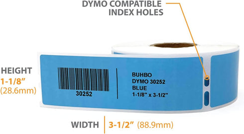 Buhbo Blue Mailing Address Label 30252 Compatible with DYMO LabelWriter LW 1-1/8" x 3-1/2" (350 Labels Per Roll)