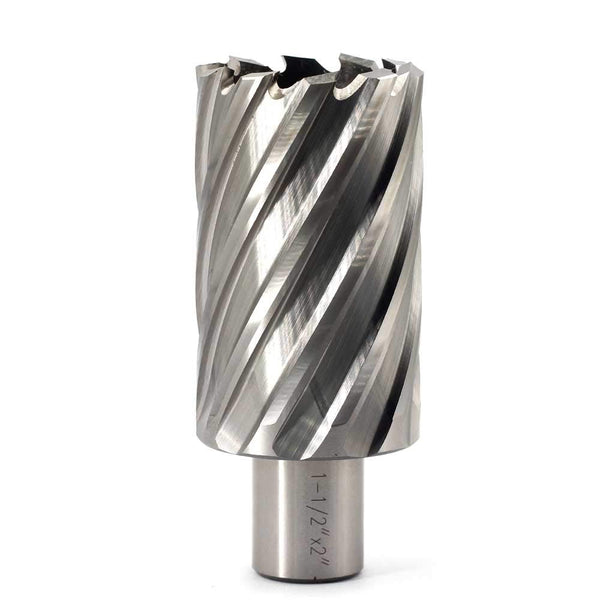 Annular Cutter JESTUOUS 3/4 Inch Weldon Shank - 1-1/2 Cutting Diameter with Two-Flat HSS Kit