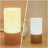 Ciieeo Solid Wood Bedside Light USB Powered LED Desk Lamp with RGB Color Changing Warm Atmosphere Light for Bedroom