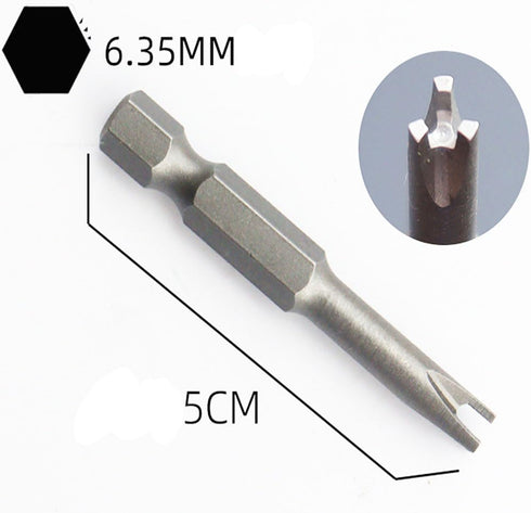 Zohino 5 1/4" Set 3-Points Pcs Hex Shank Magnetic Special Shaped Screwdriver Insert Bits U-Shape Y-Type Triangle Inner