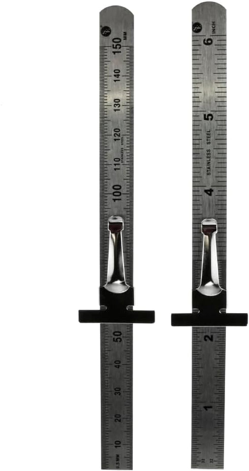 SE Stainless Steel SAE Metric Ruler Set - Stainless Steel Precision Ruler