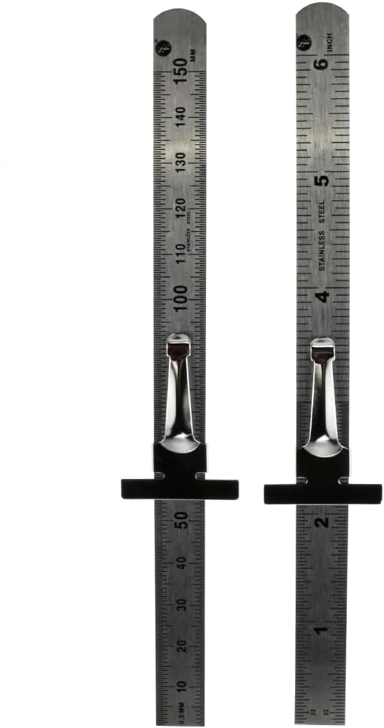 SE Stainless Steel SAE Metric Ruler Set - Stainless Steel Precision Ruler