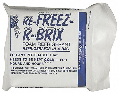 Polar Tech RB15 Re-Freez-R-Brix Foam Refrigerant Pack, 4-1/2" x 4" x 1-1/2" (Case of 6)
