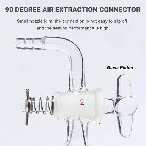Glass Bent Inlet Adapter with 19/22 Male Glass Joint and 2mm Hose Connection Lab Glassware