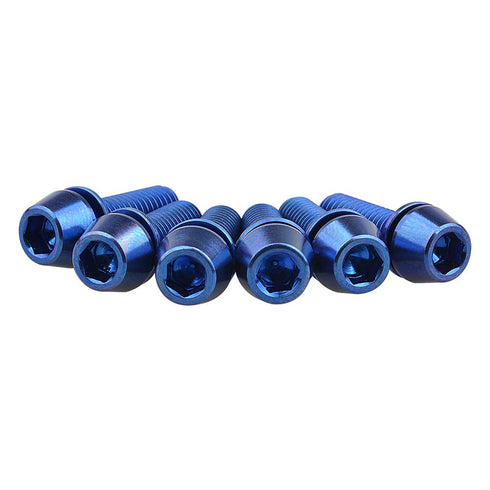 Titanium Ti Allen Hex M5x16 18mm Tapered Head Bolt with Washer Screw for Bicycle Stem Parts, Pack of 6