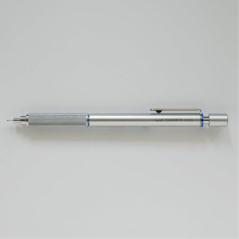 Uni Shift Pipe Lock Drafting Pencil, 0.5mm, Silver Body with Blue Accent