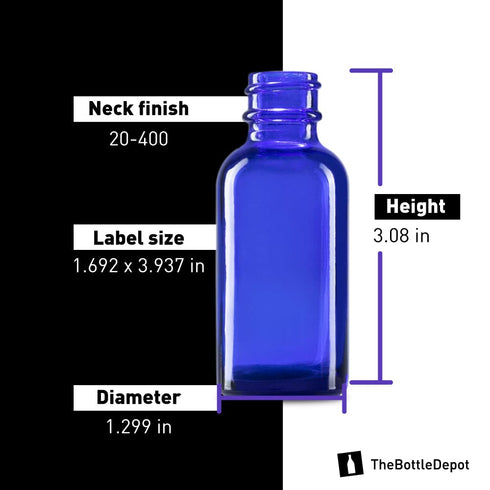 The Bottle Depot 24 Pack 1 oz Glass Bottles with Dropper, Blue, Boston Round Bottles