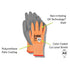 MAGID D-ROC 18-Gauge Cut-Resistant Gloves, Hi-Vis Orange, Size 9/L, 1 Pair, ANSI Level A3, DXG22