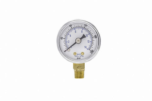 PIC Gauges 101D-158G Bottom Mount Dry Pressure Gauge, 1.5" Dial, 0/200 psi Range, Black Steel Case