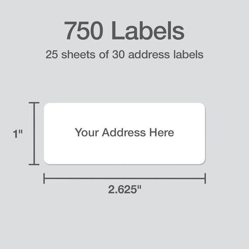 750 (25 30), 1" 2.625", (1009571) Redi-Tag Address Labels, Blank Sheets of x for Inkjet Printers Only, Free Online
