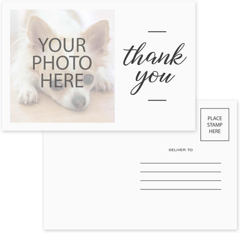 SBLABELS Personalized Photo Script Thank You Postcards / 50 Custom Appreciation Classic