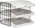 Elegant Designs HG1022-WWH Wood Desk Organizer, Home Office Mail Letter Tray with 3 Shelves, White Wash