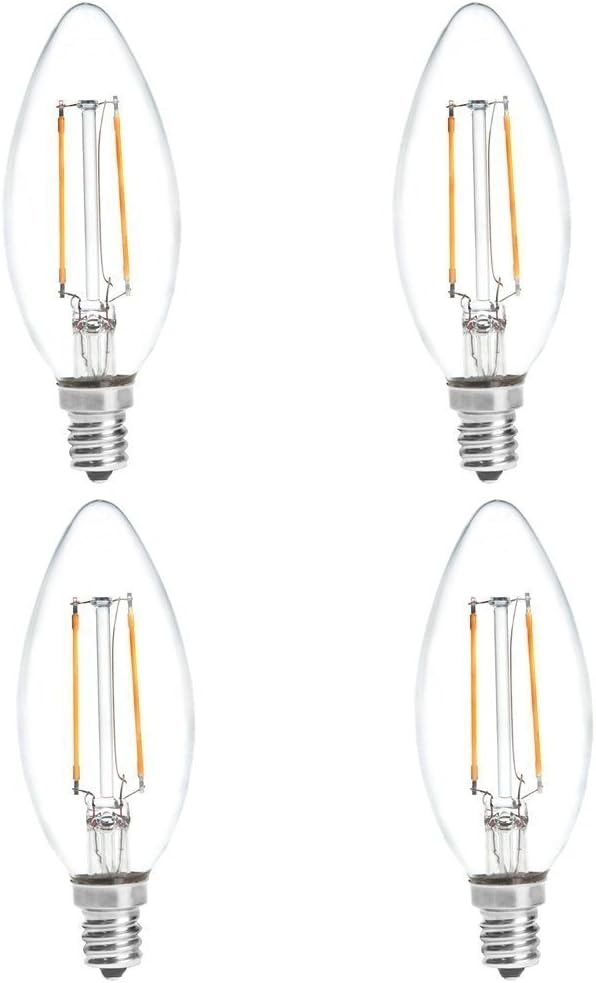 HERO-LED B10-DS-2W-WW27 Dimmable B10 E12 2W Candelabra Style LED Filament Chandelier Light Candle